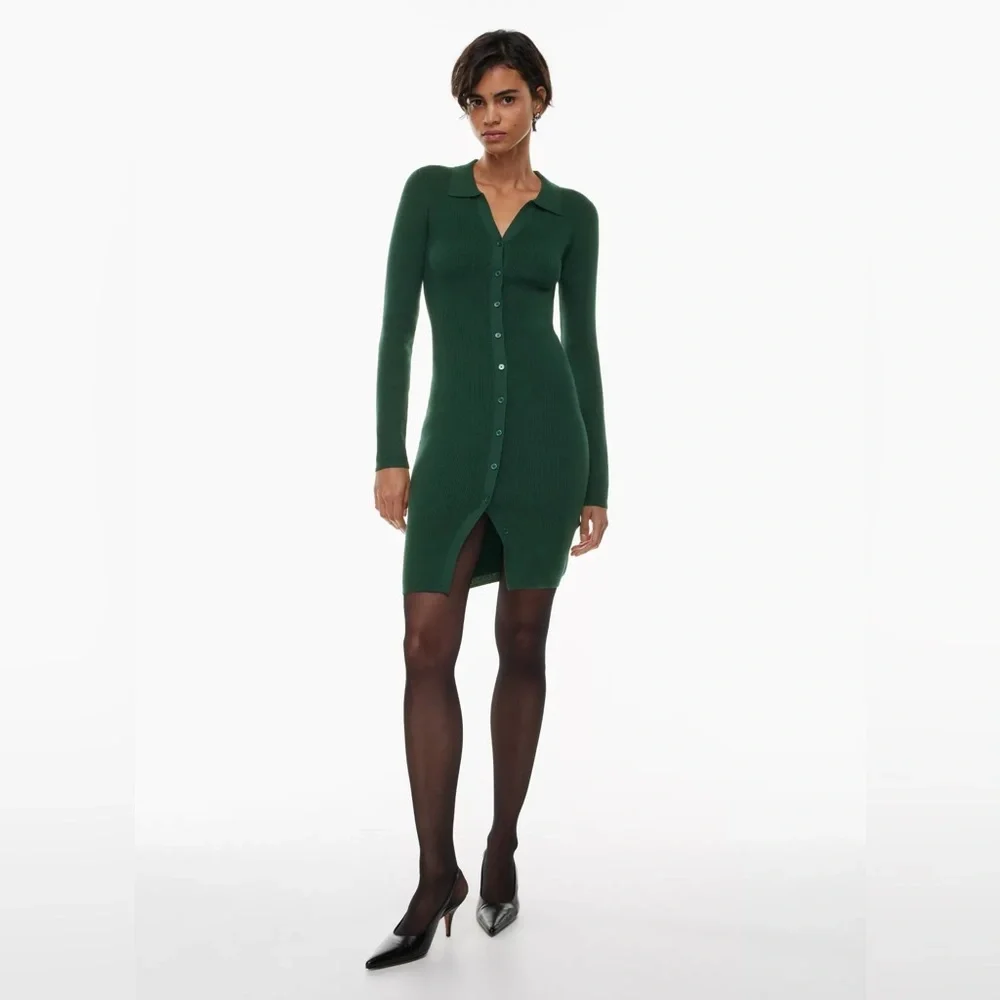 Aritzia Wilfred Cove Knit Dress Colour Scarab Size XL NWOT - Picture 2 of 10